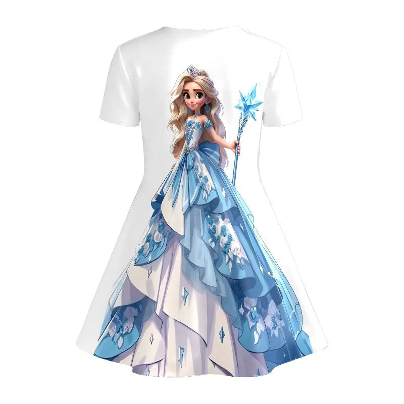 Robe t-shirt enfant imprimée bleu et blanc – CLEVI Paris