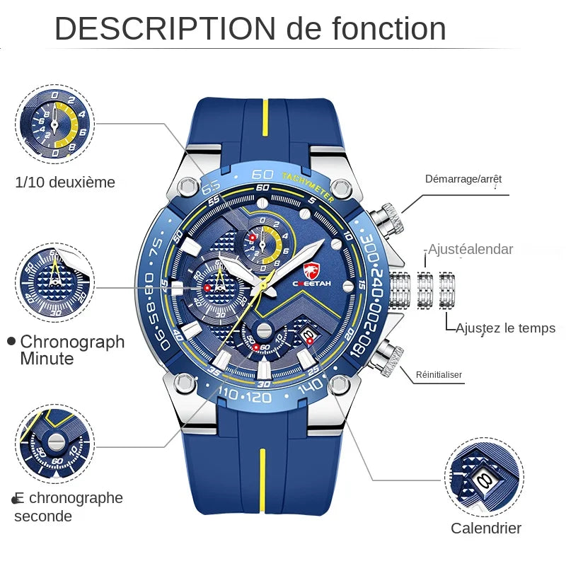 Montre Sport Quartz Chronographe CHEETAH Homme Grand Cadran – CLEVI Paris