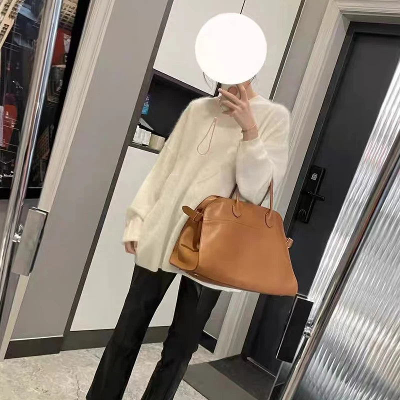 Tote Bag Cuir Vache Pleine Fleur Femme 2 Tailles Classique – CLEVI Paris