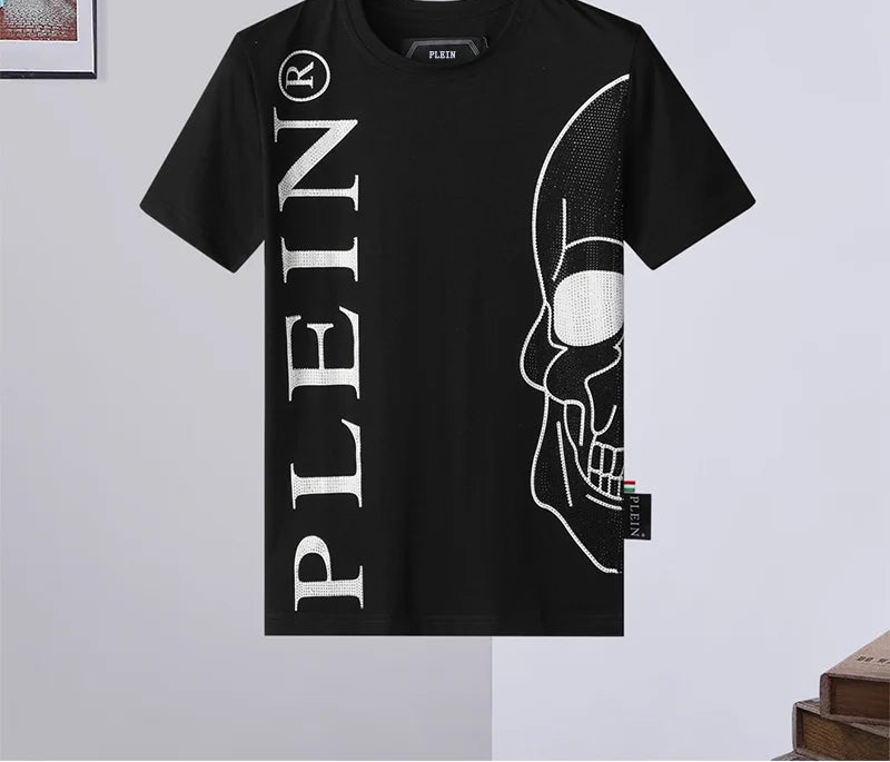 T-Shirt Homme Plein Skull Gothique Punk Col Rond Manches Courtes – CLEVI Paris