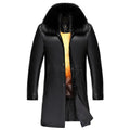 Manteau homme en cuir, vison et col renard – CLEVI Paris
