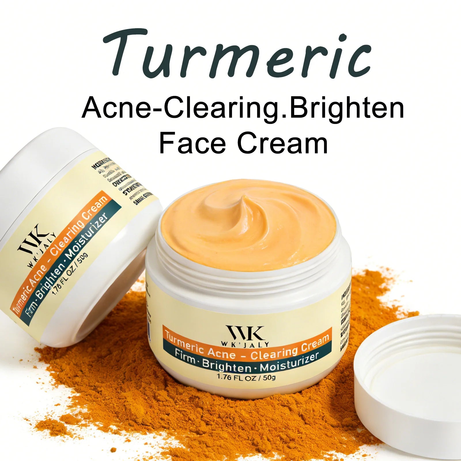 Crème Visage Curcuma Anti-Acné WK'JALY – Éclaircissante, Niacinamide & Aloé Vera 50ml – CLEVI Paris