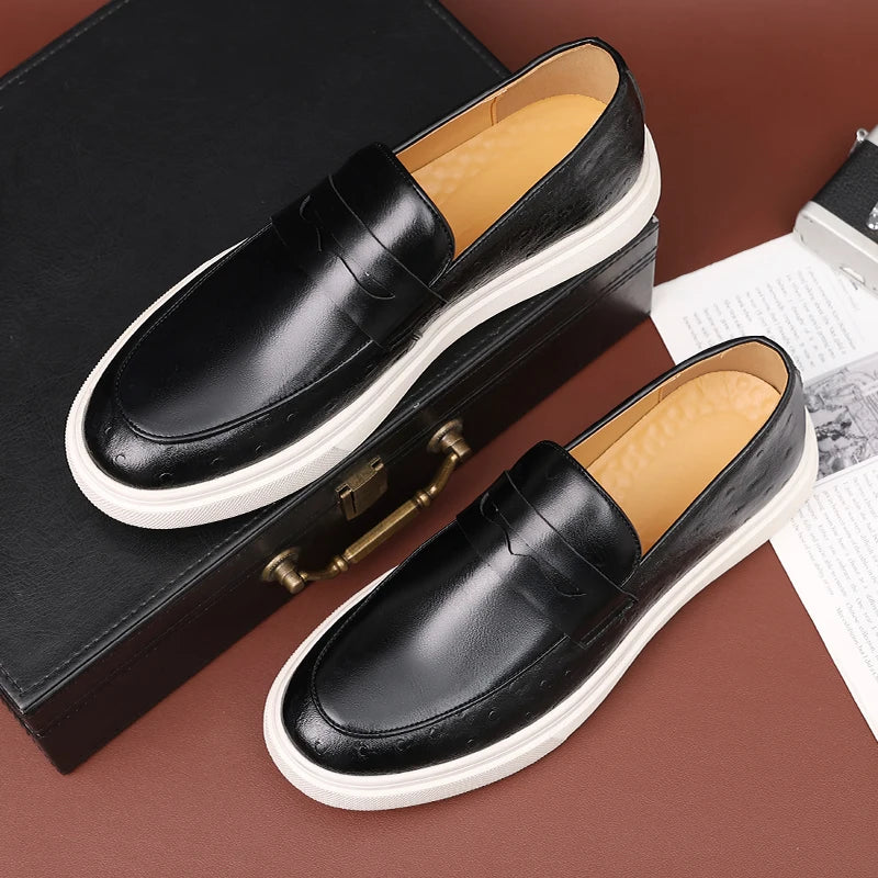 Loafers Homme Cuir Embossé Tassel Slip-On – CLEVI Paris
