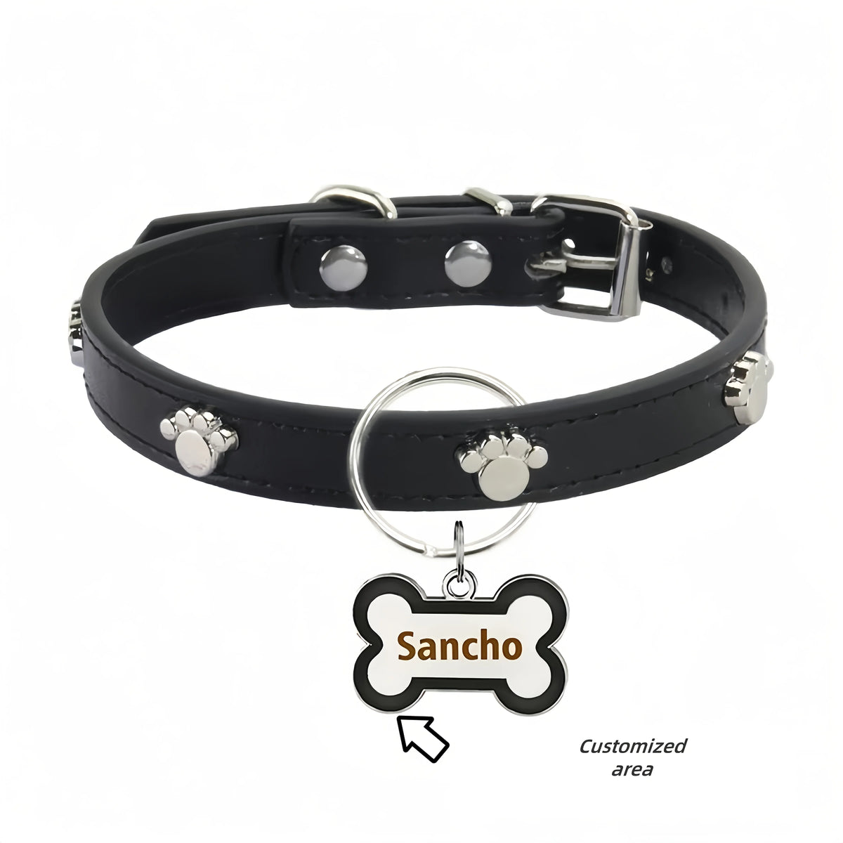 Collier chien en cuir avec médaille gravée – CLEVI Paris