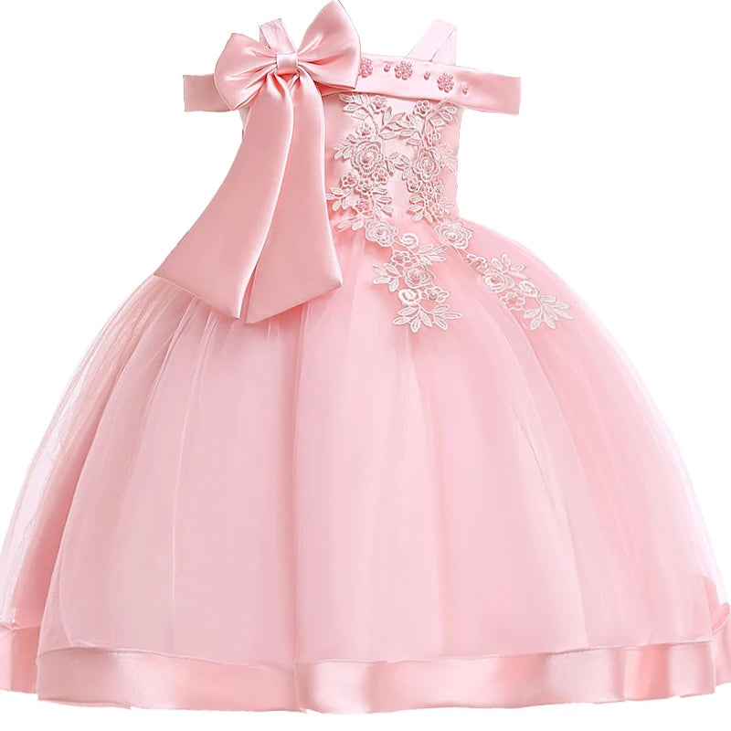 Robe cérémonie fille à fleurs appliquées – CLEVI Paris