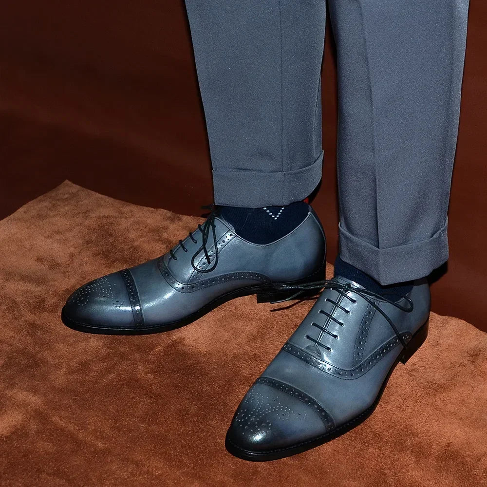 Oxford brogue homme en cuir à lacets – CLEVI Paris