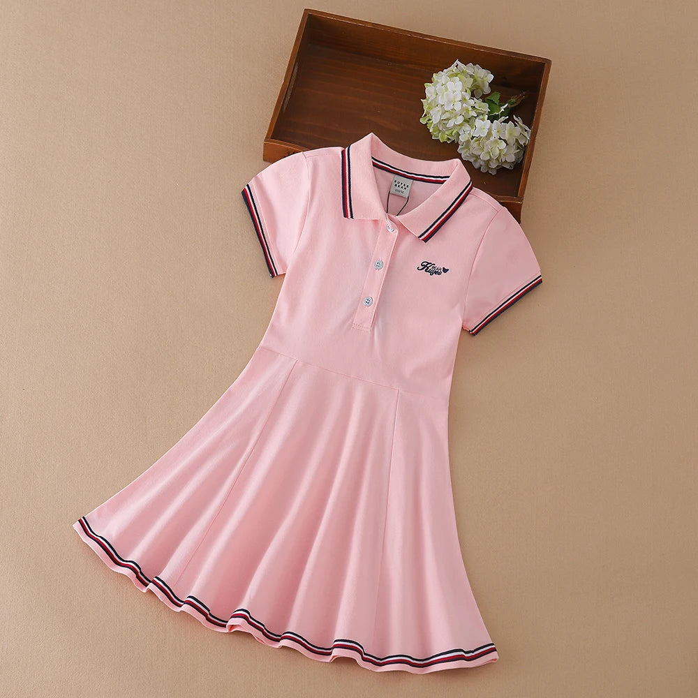 Robe polo fille en coton à manches courtes – CLEVI Paris