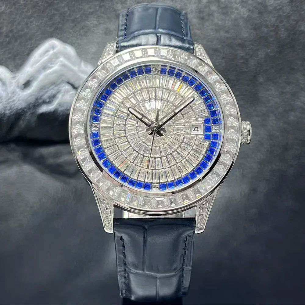 Montre Homme Automatique Cadran Argent Serti Diamants Huayra – CLEVI Paris