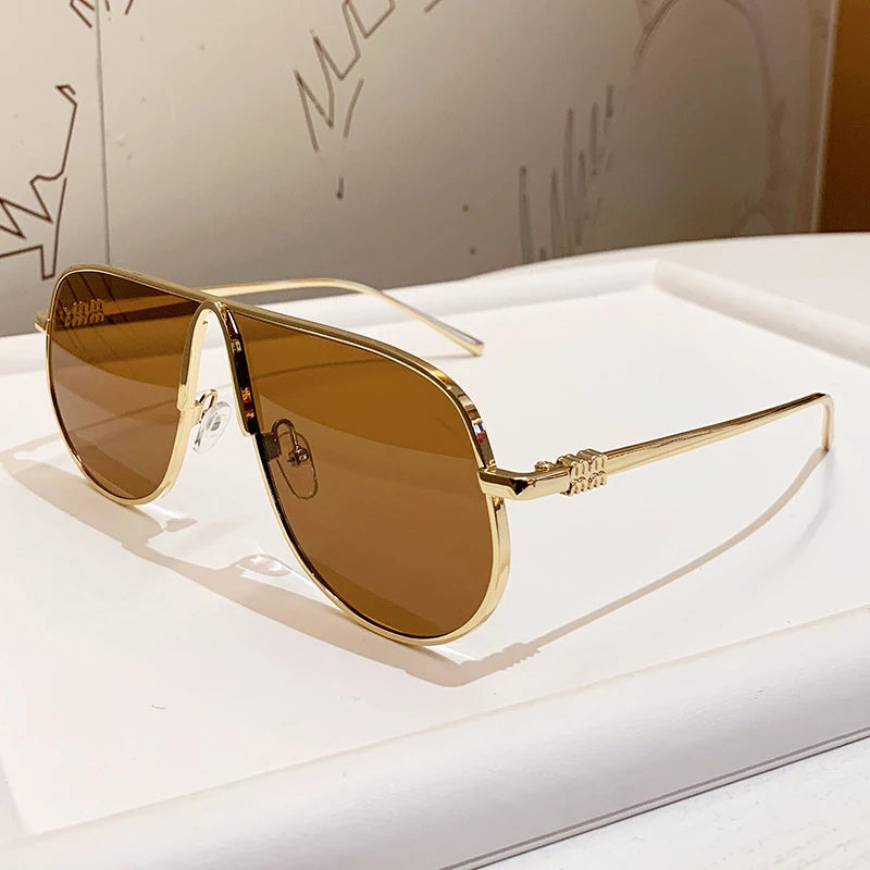 Lunettes de Soleil Grande Monture Grenouille Rétro Métal Femme – CLEVI Paris