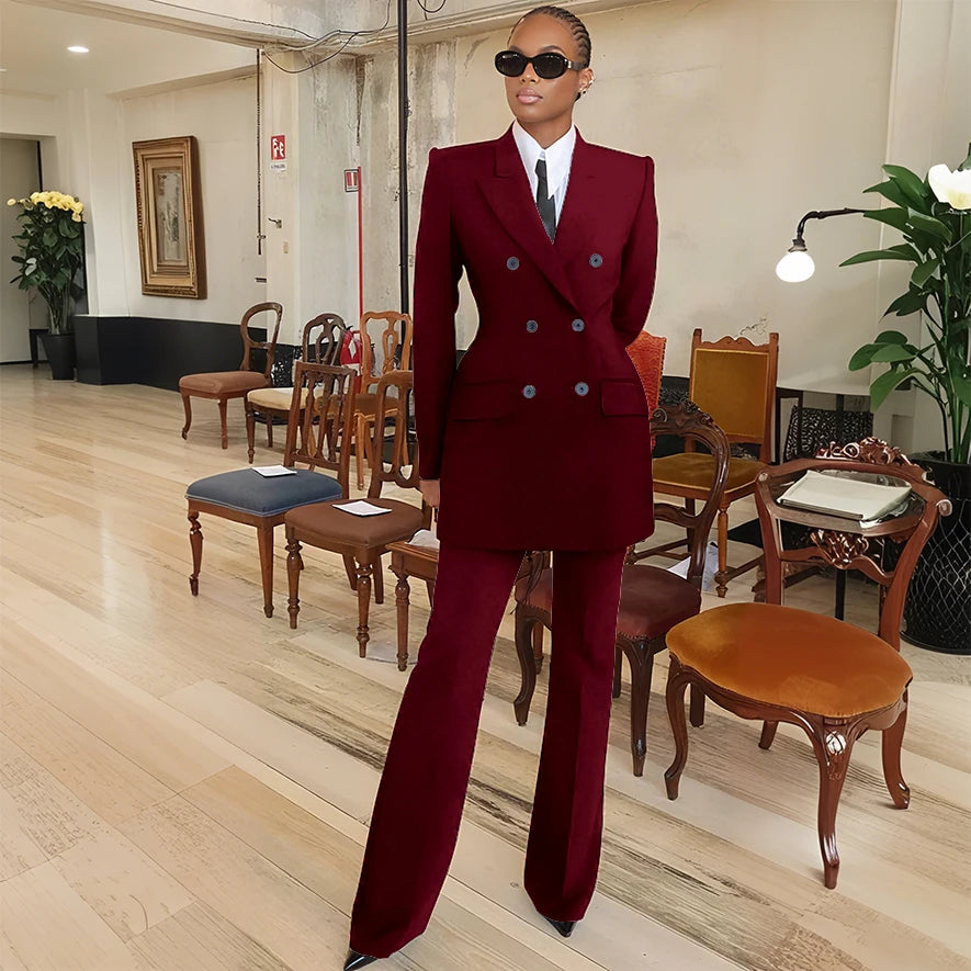 Tailleur femme blazer et pantalon évasé – CLEVI Paris