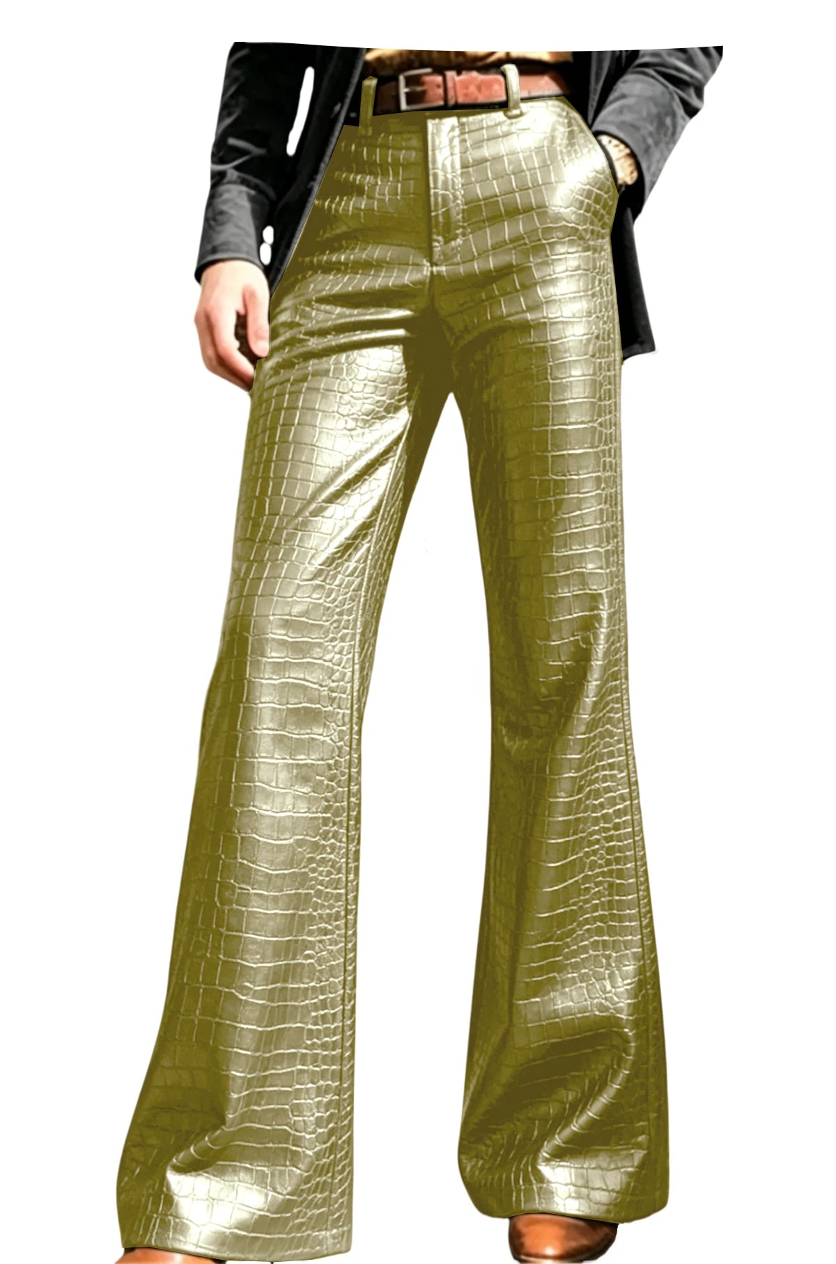 Pantalon évasé effet crocodile homme – CLEVI Paris