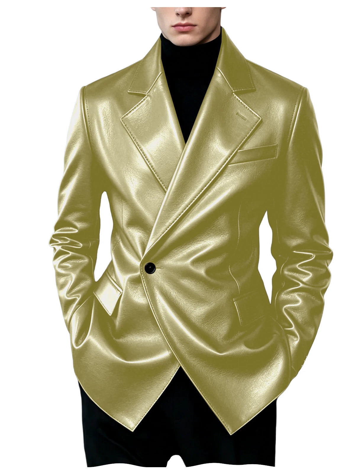 Blazer homme en similicuir, coupe ajustée – CLEVI Paris