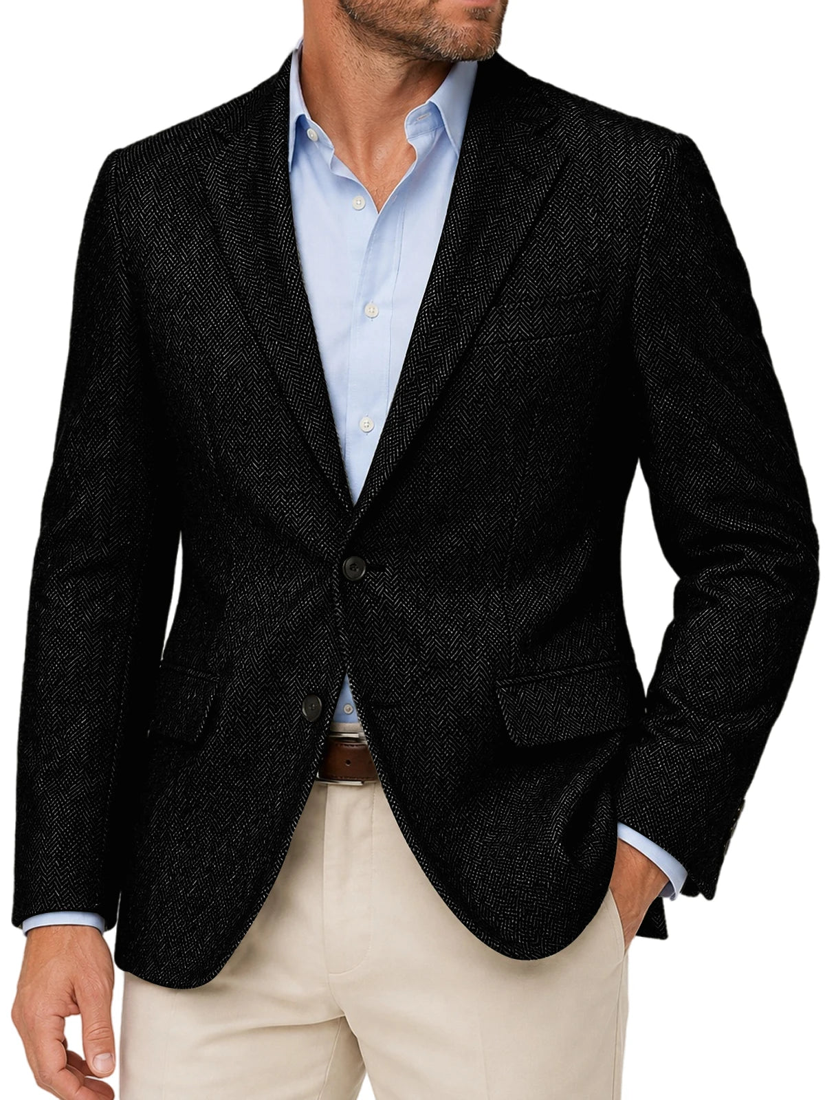 Blazer homme à chevrons et deux boutons – CLEVI Paris