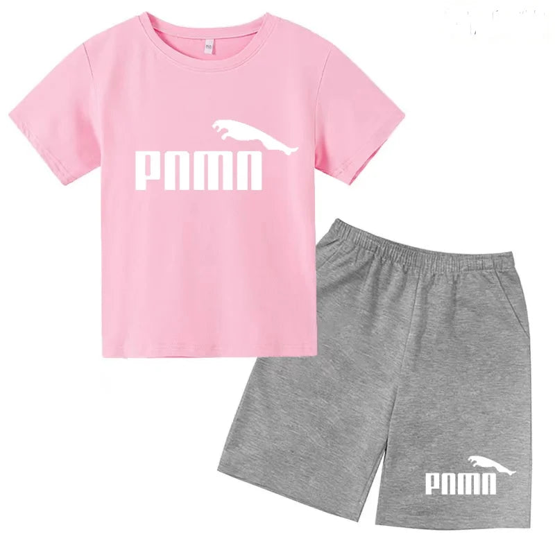Ensemble enfant T-shirt à lettres et short uni – CLEVI Paris