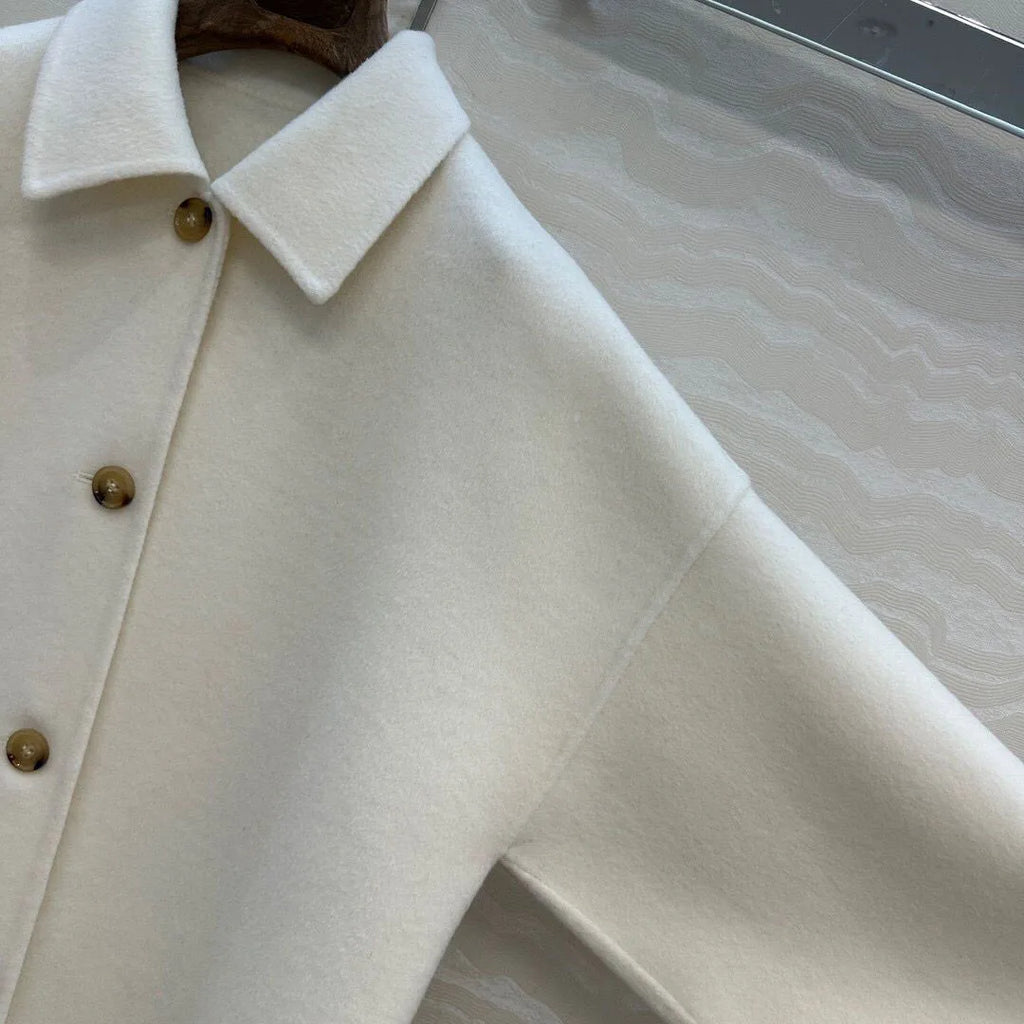 Manteau femme laine et cachemire boutonné – CLEVI Paris