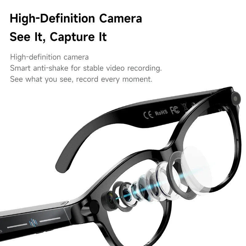 Lunettes Connectées Lenovo M89 Caméra 16MP 4K OIS Flash LED Bluetooth 5.3 Traduction 11 Langues 12h Batterie Cobalt – CLEVI Paris