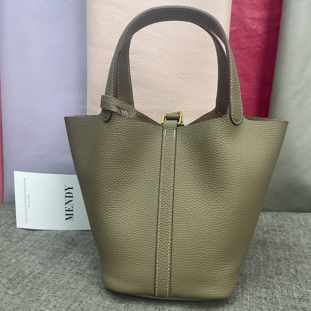Sac Seau Cuir Togo Véritable Femme 2 Tailles Quincaillerie Or/Argent – CLEVI Paris