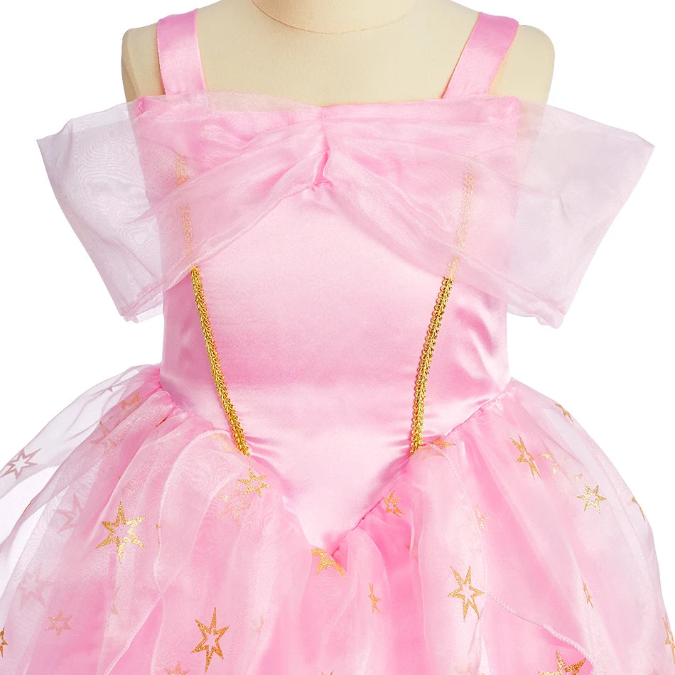Robe princesse fille en tulle à étoiles dorées – CLEVI Paris