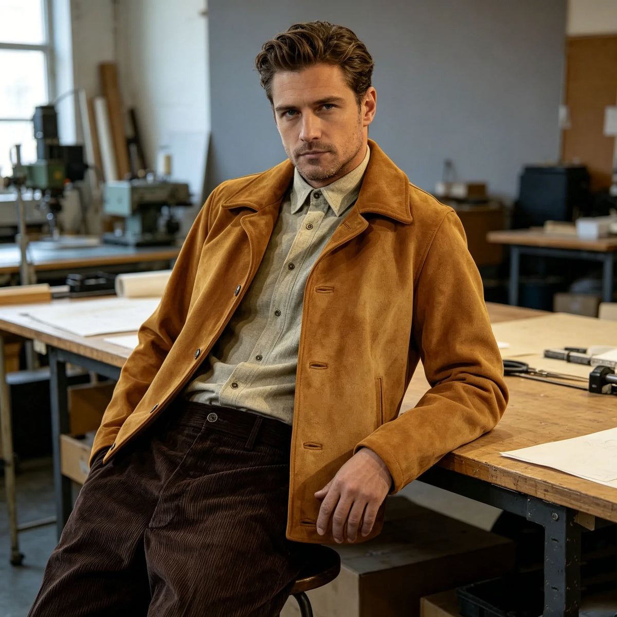 Veste effet daim vintage homme – CLEVI Paris