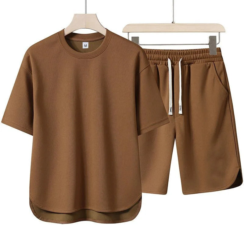 Ensemble homme t-shirt col rond et short uni – CLEVI Paris