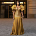 Robe de soirée sirène col V en tulle – CLEVI Paris