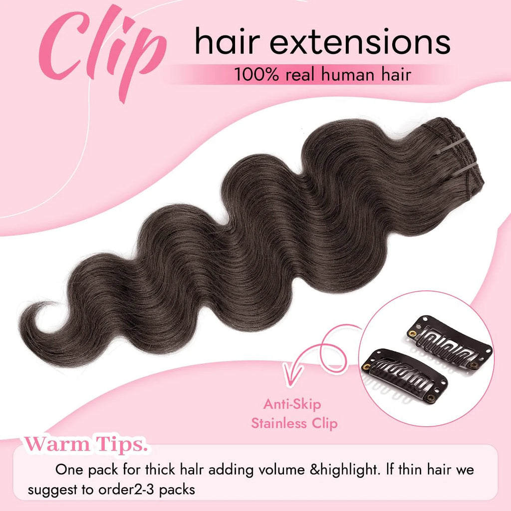 Extensions Clip-In Body Wave 8 Pcs Cheveux Remy – CLEVI Paris