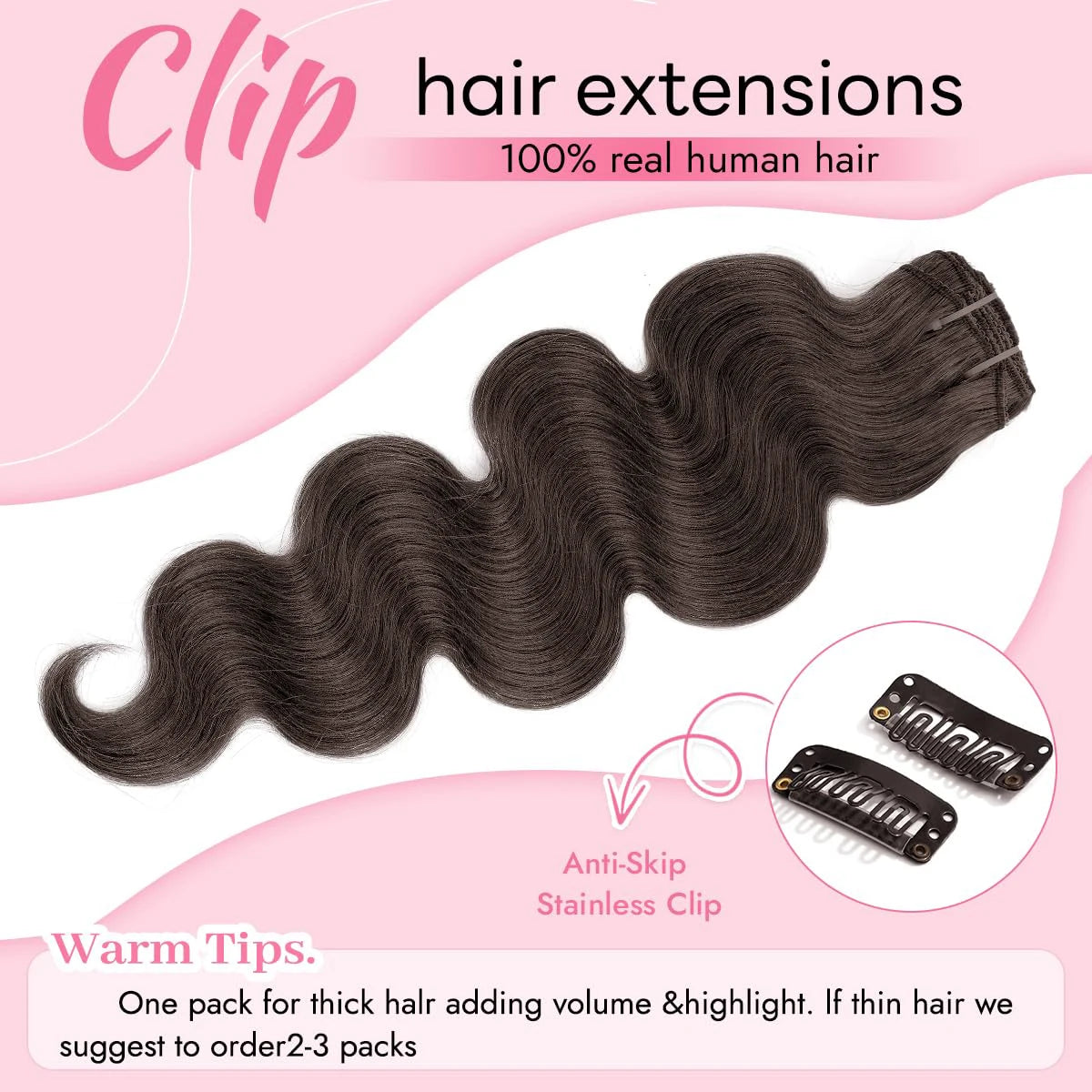 Extensions Clip-In Body Wave 8 Pcs Cheveux Remy – CLEVI Paris