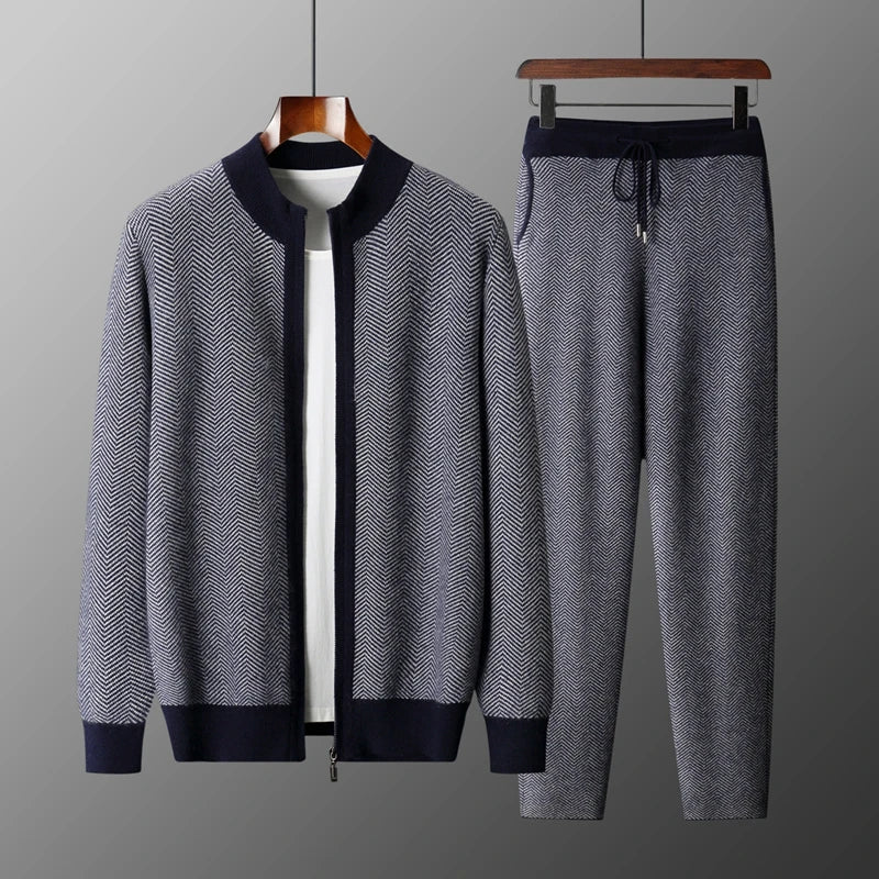 Ensemble homme en laine à chevrons – CLEVI Paris