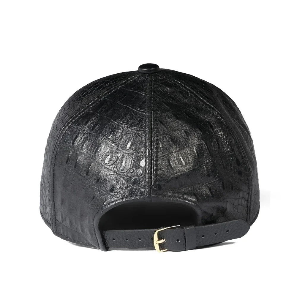 Casquette Baseball Cuir Mouton Homme Motif Crocodile – CLEVI Paris