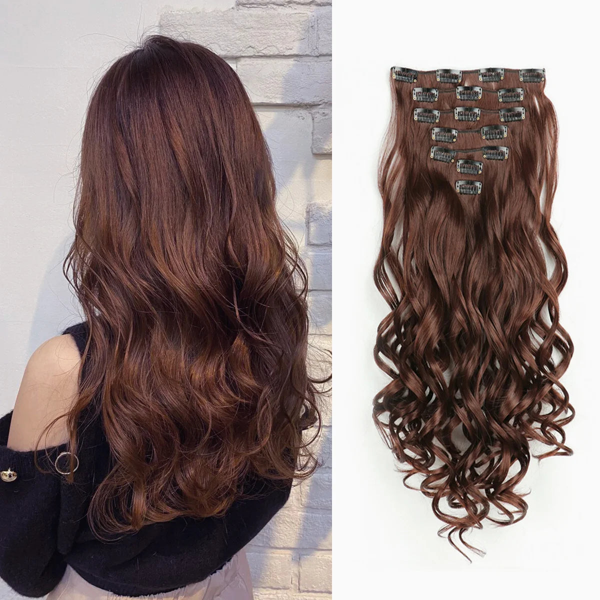 Extensions à clips synthétiques ondulées 22 pouces – CLEVI Paris