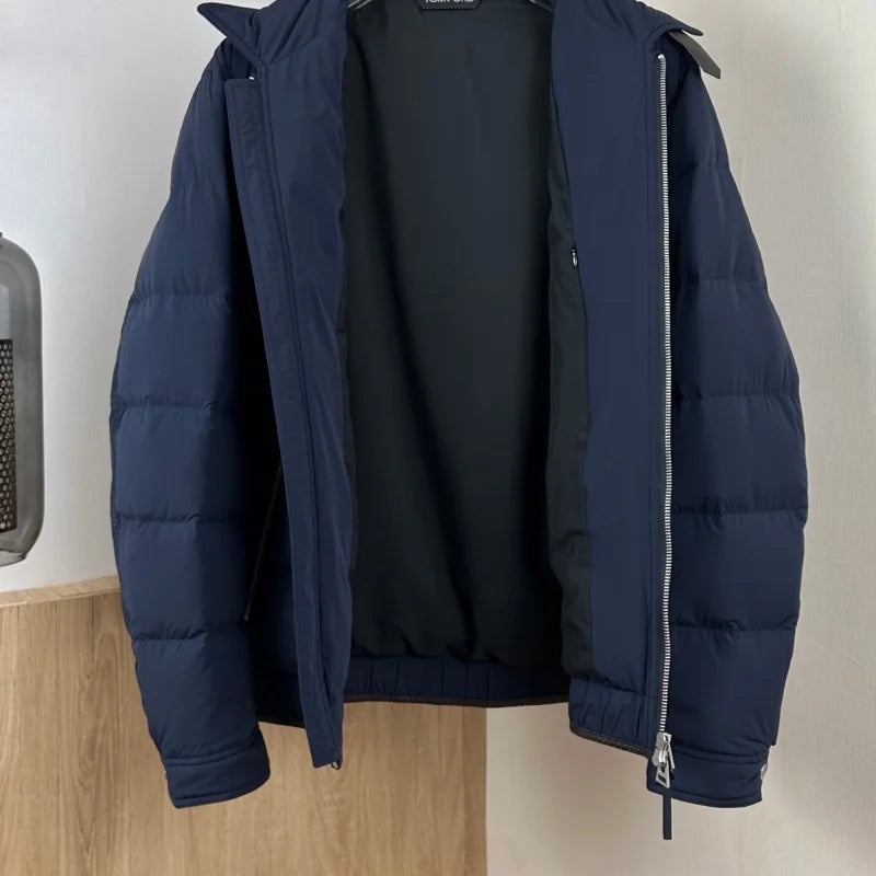 Veste homme à capuche bleu marine – CLEVI Paris