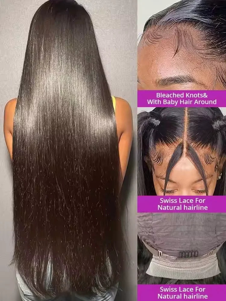 Perruque Lace Front HD Straight Cheveux Humains Brésiliens 250% Densité 13x4 13x6 5x5 14-42 Pouces – CLEVI Paris