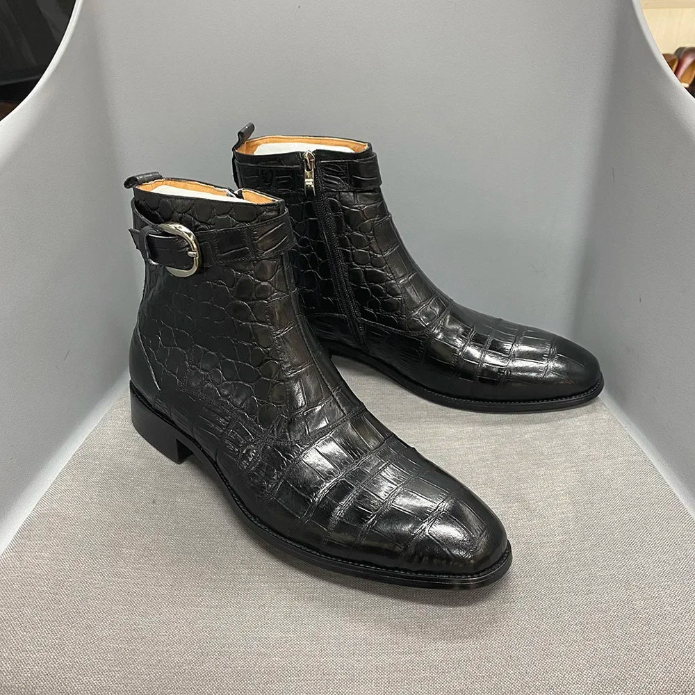 Bottines homme en cuir véritable à zip – CLEVI Paris