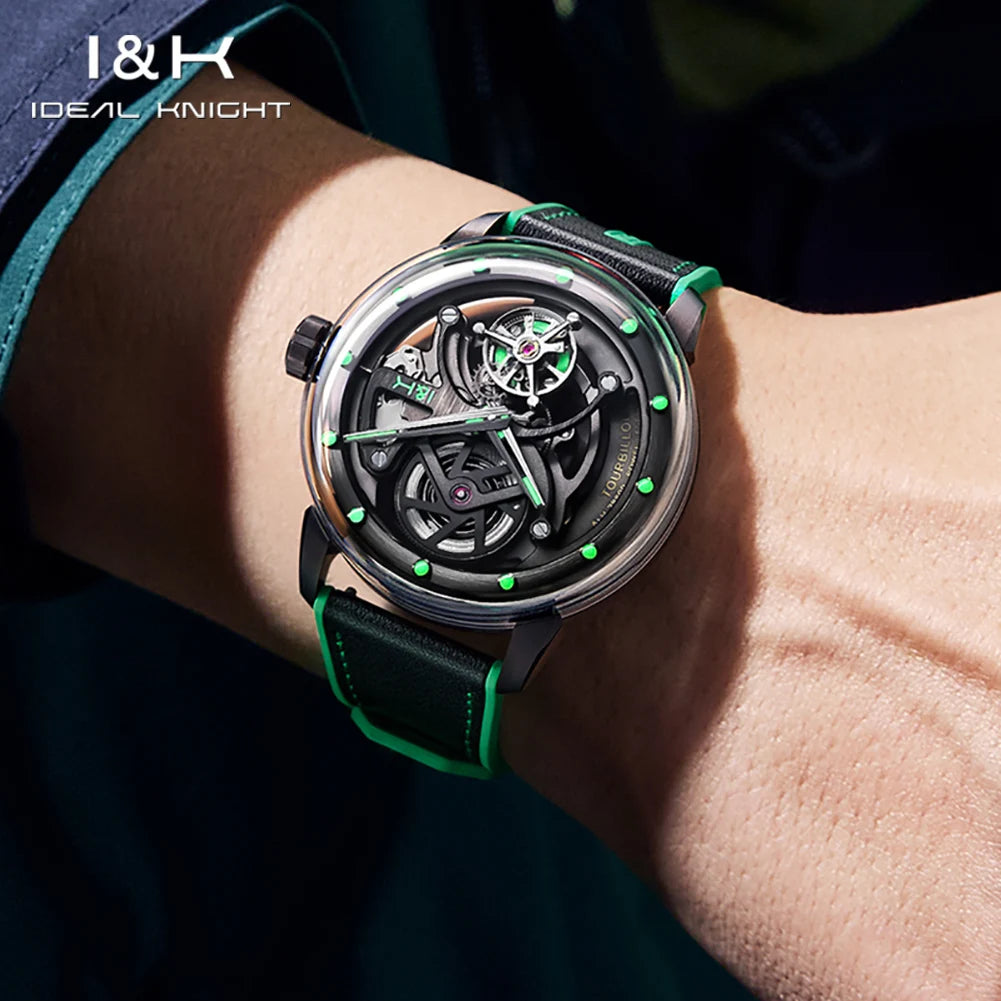 Ideal Knight 6809 Montre Homme Tourbillon Automatique Squelette Saphir 5ATM – CLEVI Paris