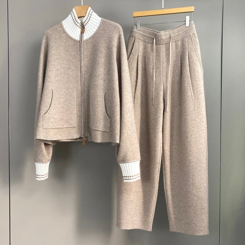 Ensemble femme GPBD en maille à col contrasté – CLEVI Paris
