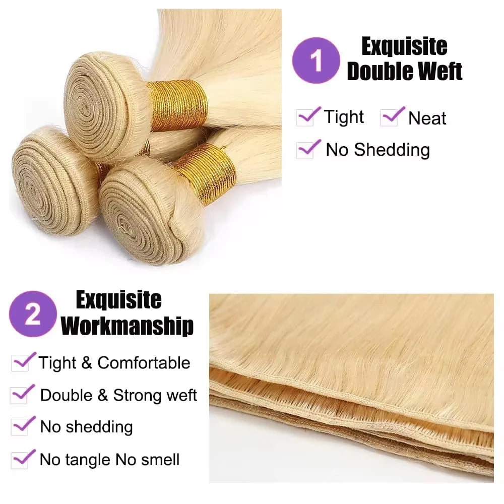 Bundles Cheveux Humains Lisses Blonde 613 Vietnamiens BELEXTENS – CLEVI Paris