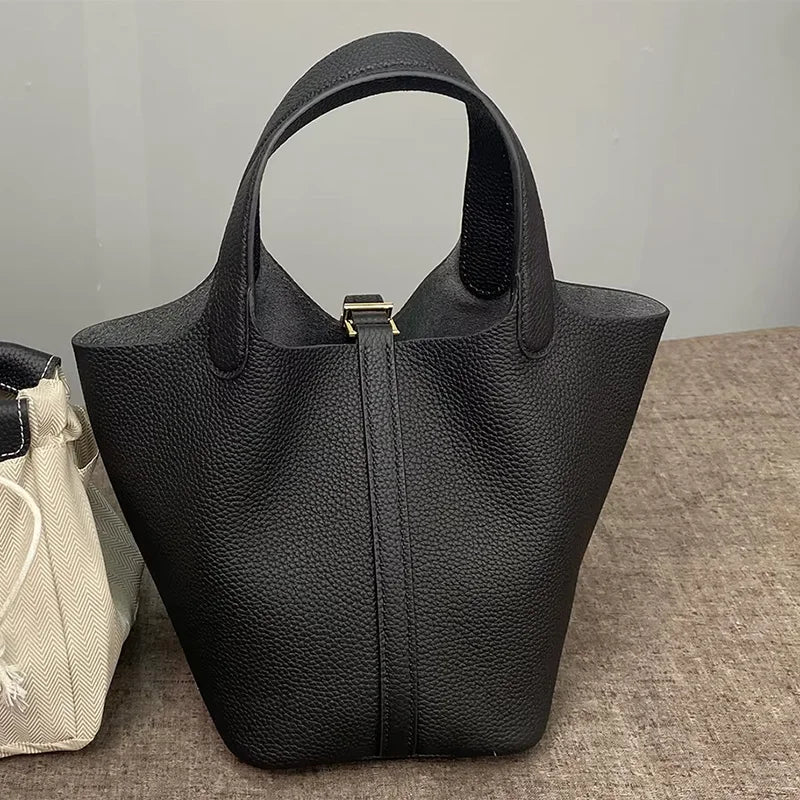 Sac Seau Cuir Togo Véritable Femme 2 Tailles Quincaillerie Or/Argent – CLEVI Paris
