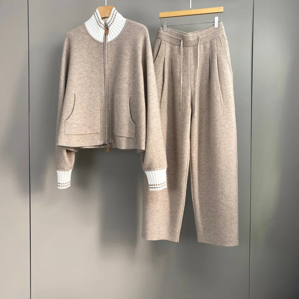 Ensemble femme GPBD en maille à col contrasté – CLEVI Paris