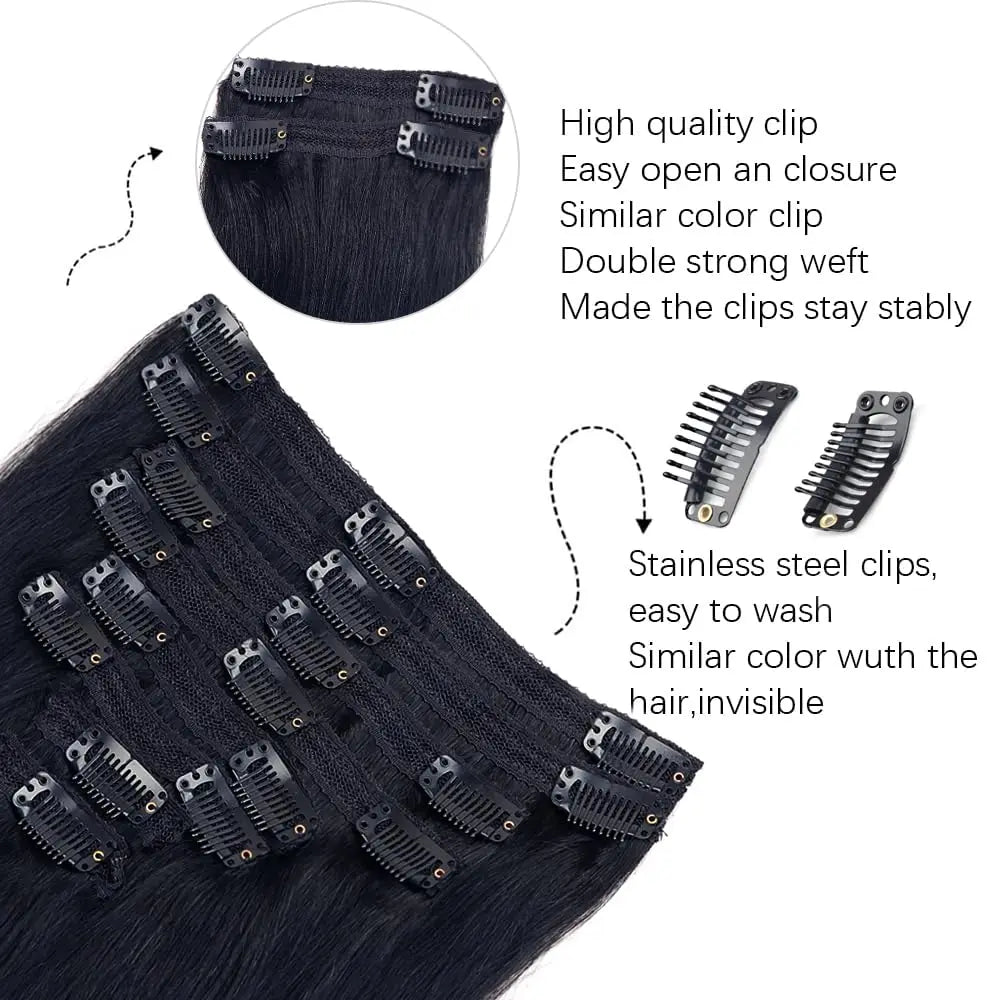 Extensions Clip-in Straight Cheveux Humains – CLEVI Paris