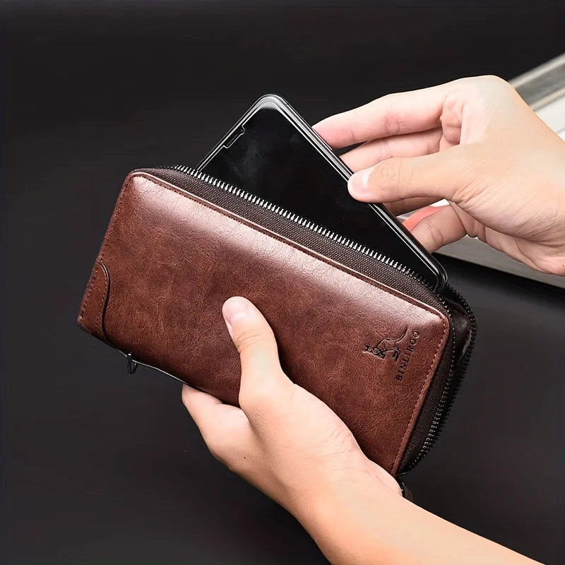 Portefeuille Long Unisexe PU Anti-RFID Fermeture Éclair Business 3 Coloris – CLEVI Paris