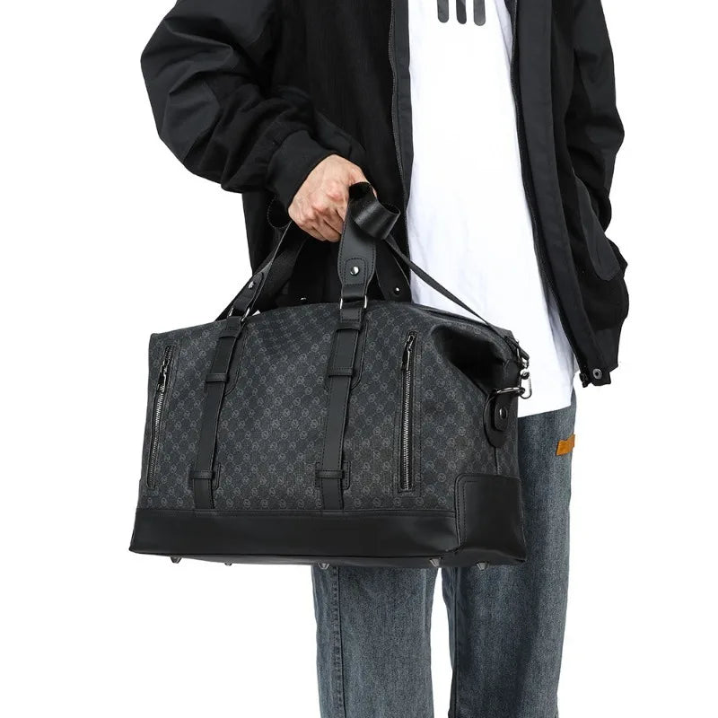 Sac Cabas Homme PVC/PU Motif Lettres Grande Capacité 46x25x18cm – CLEVI Paris