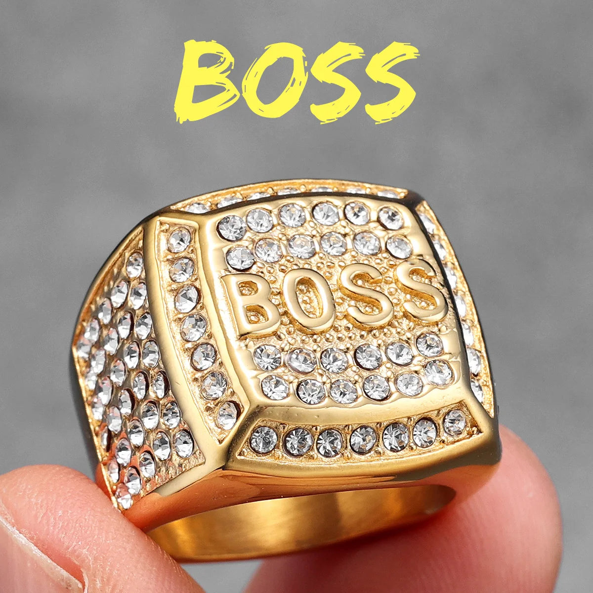 Bague Homme Punk Acier Inoxydable 316L Strass – CLEVI Paris