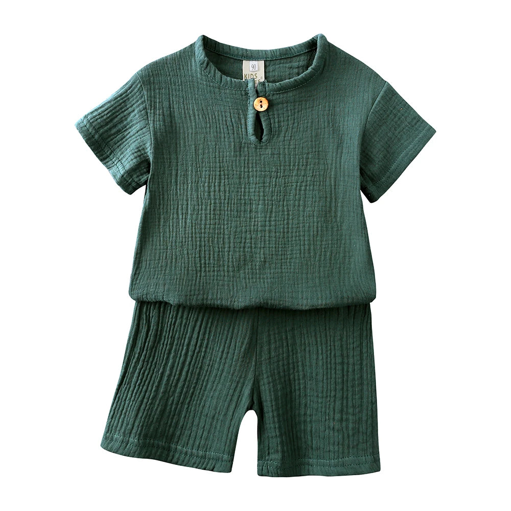 Ensemble enfant coton et lin T-shirt et short – CLEVI Paris