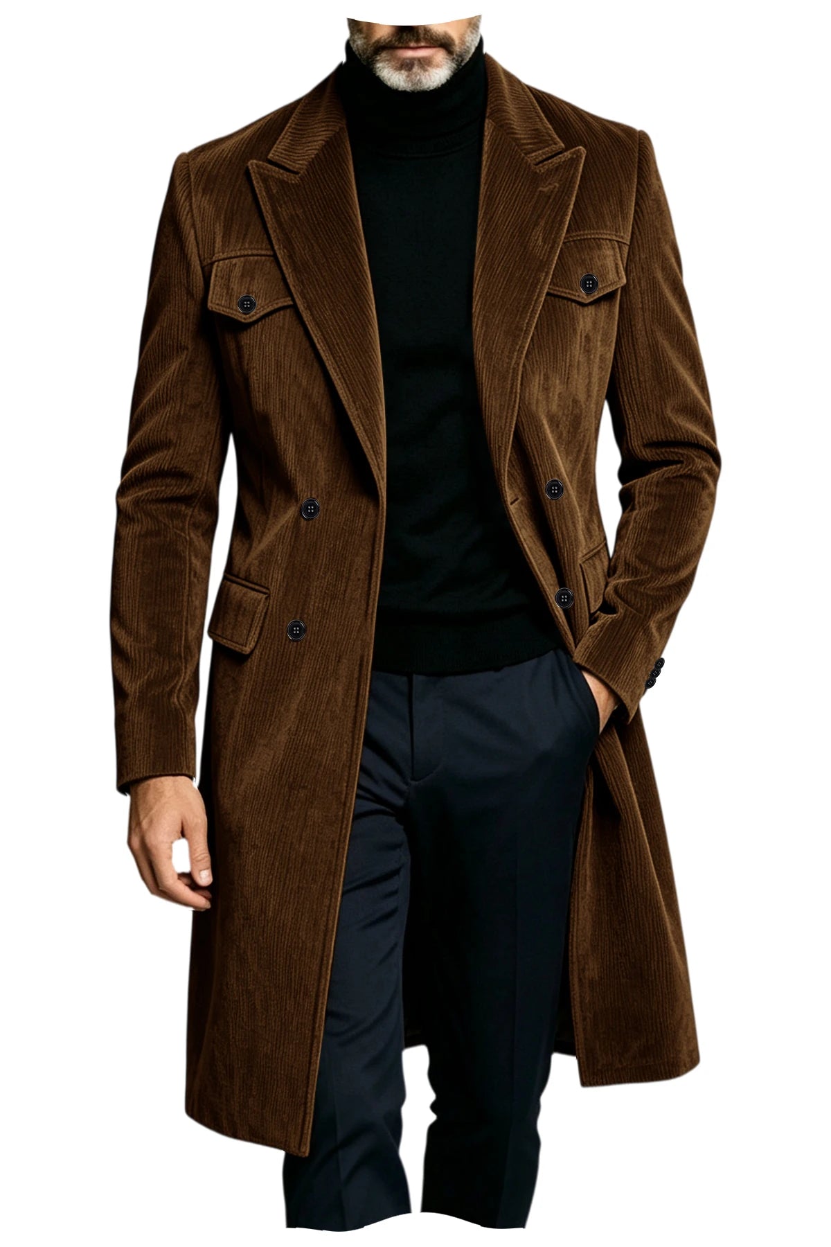Manteau long homme en velours côtelé – CLEVI Paris