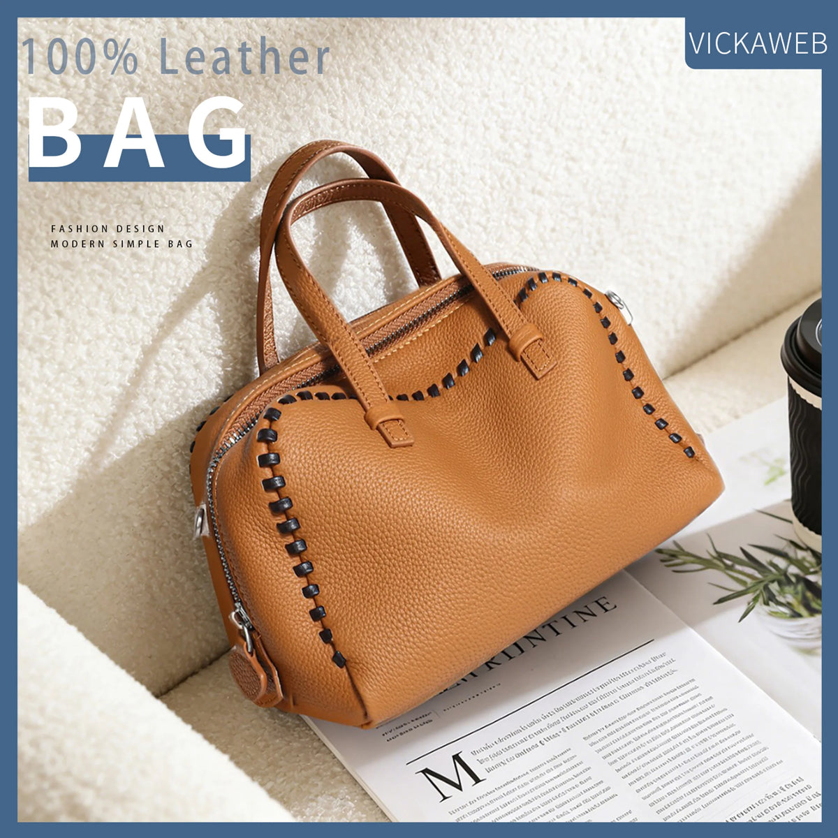 Sac Seau Cuir Véritable 100% Femme 23x10x14cm Bandoulière 118cm – CLEVI Paris