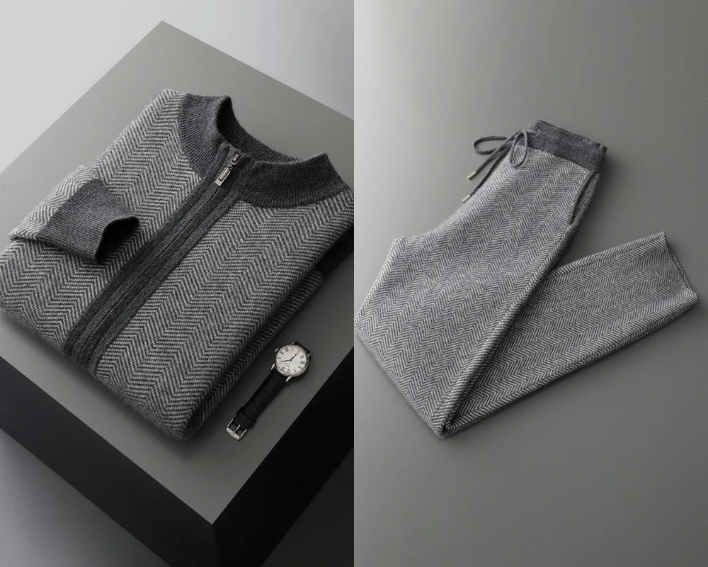 Ensemble homme en laine à chevrons – CLEVI Paris