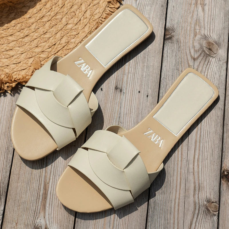 Sandales femme tressées en similicuir – CLEVI Paris
