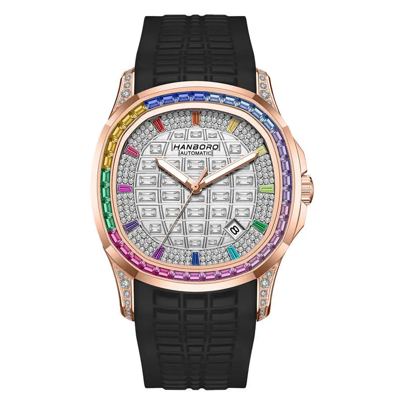 HANBORO 754 Montre Homme Automatique Miyota 8215 Carrée Saphir Cristaux – CLEVI Paris