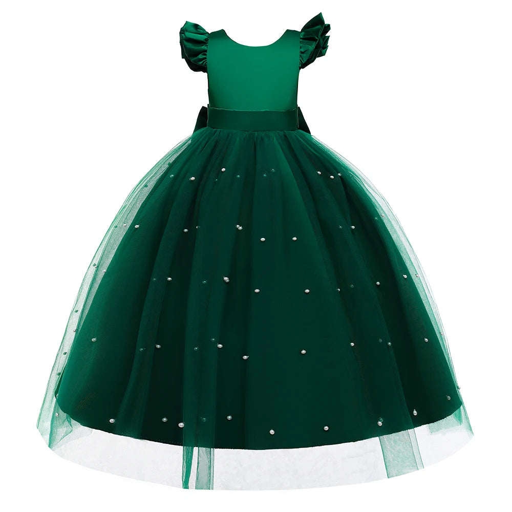 Robe cérémonie fille en tulle avec nœud – CLEVI Paris