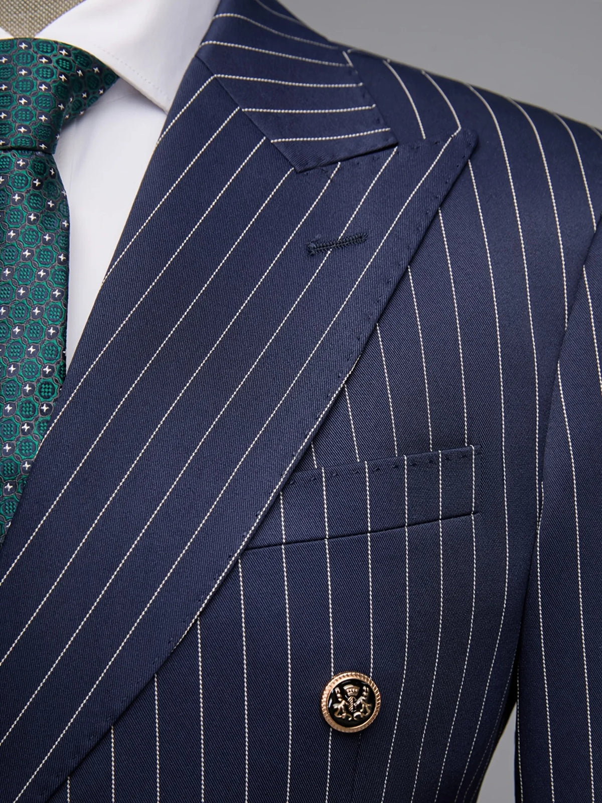 Blazer croisé rayé homme – Bleu marine – CLEVI Paris